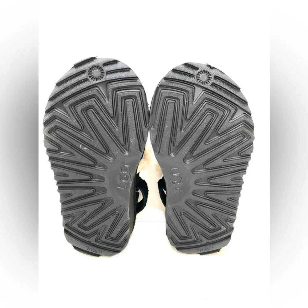 UGG Australia Toddler Black/Tan Fluff Yeah Open Toe Slide